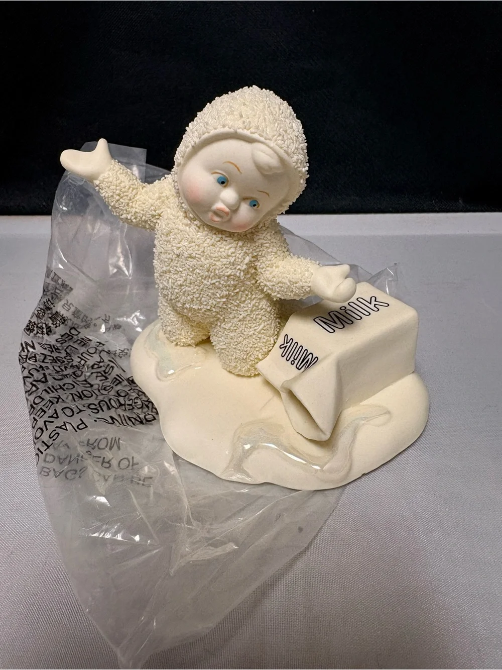 Dept 56 Snowbabies SPILLED MILK Figure Damaged Box Collectible Wintertime X-Mas
